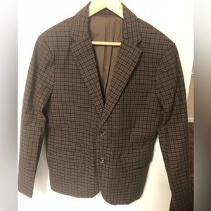 Old Navy Patterned Flex Built in Mens Blazer-Brown Plaid-Sz Small